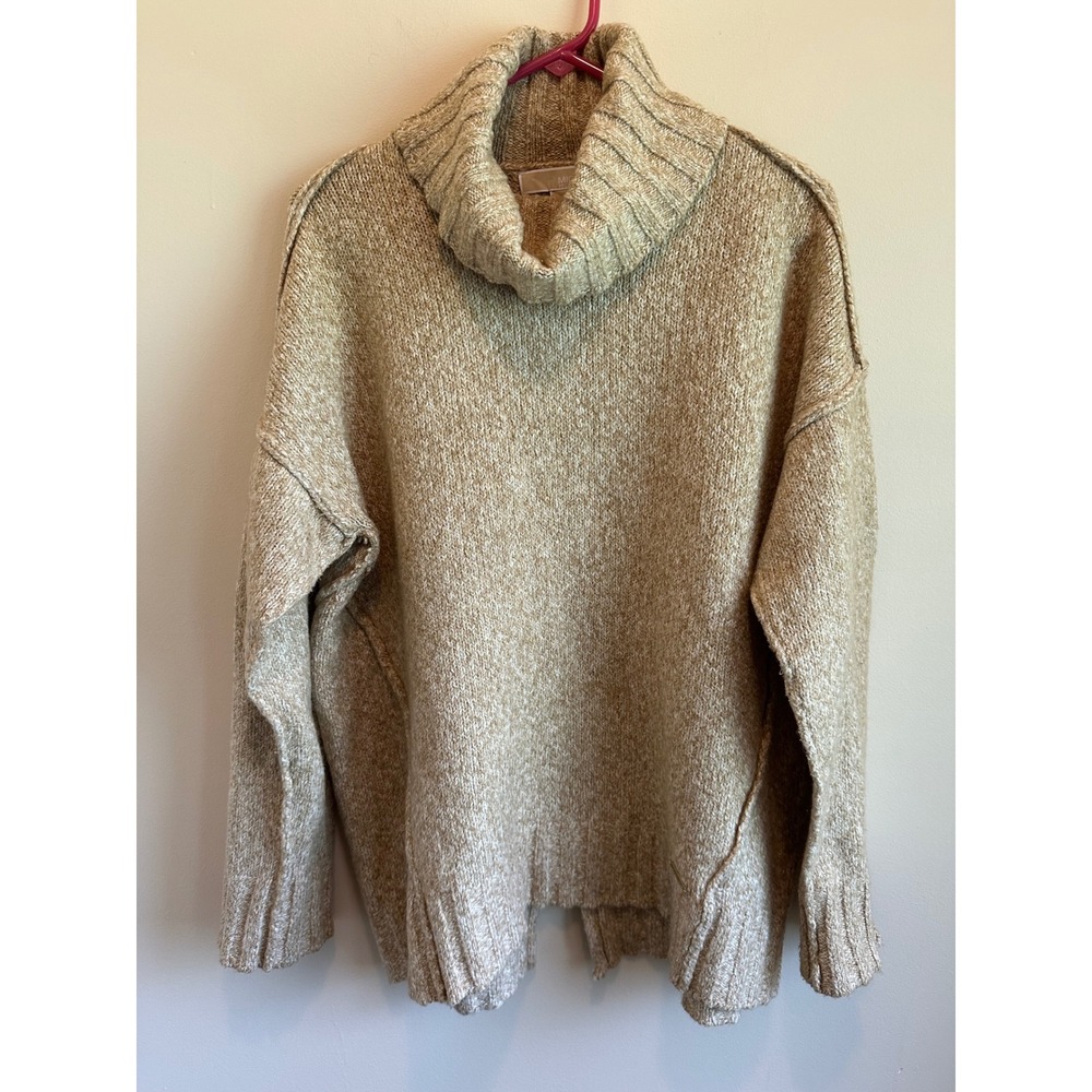 Michael Michael Kors Womens Tan Marl Turtleneck Oversized Seam Sweater Large